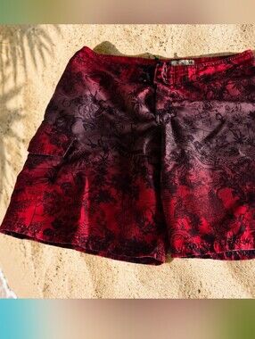 OP Red and Black Patterned Hybrid Shorts